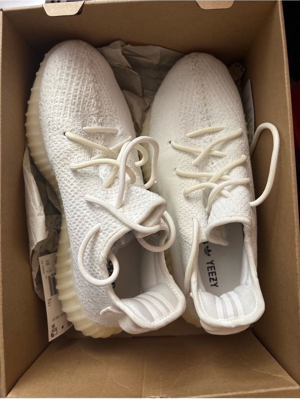 Yeezy Kids White/Cream Knit Sneakers